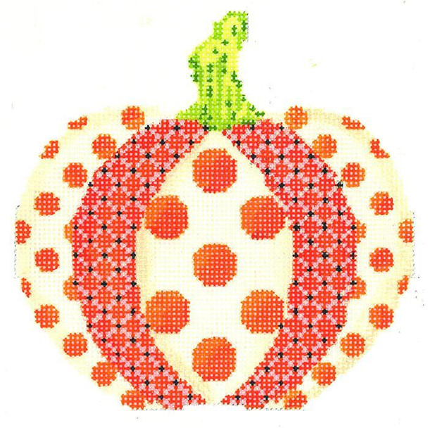 KCN1550 Polka Dot Patchwork Pumpkin 4.5"w x 4.5"h - 18 Mesh KELLY CLARK STUDIO, LLC