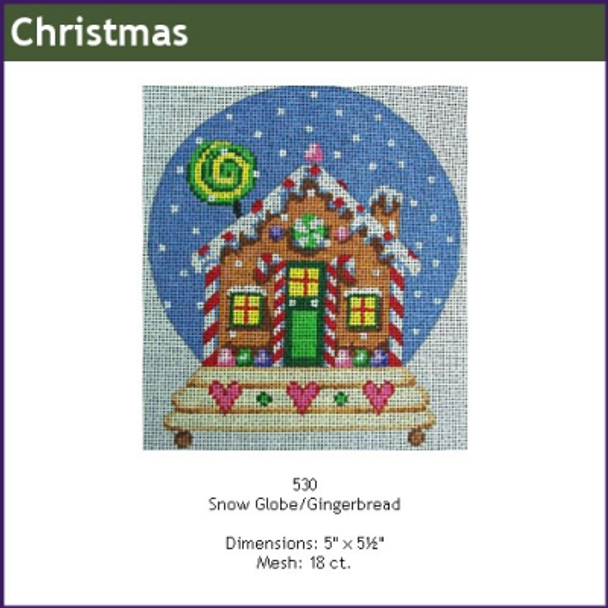 CHRISTMAS GE530 Snowglobe/gingerbread 6" x 5-1/2" Mesh: 18 Gayla Elliott