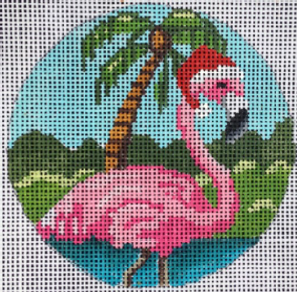 CHRISTMAS GE662 Pink Flamingo 3-1/2" round Mesh: 18 Gayla Elliott