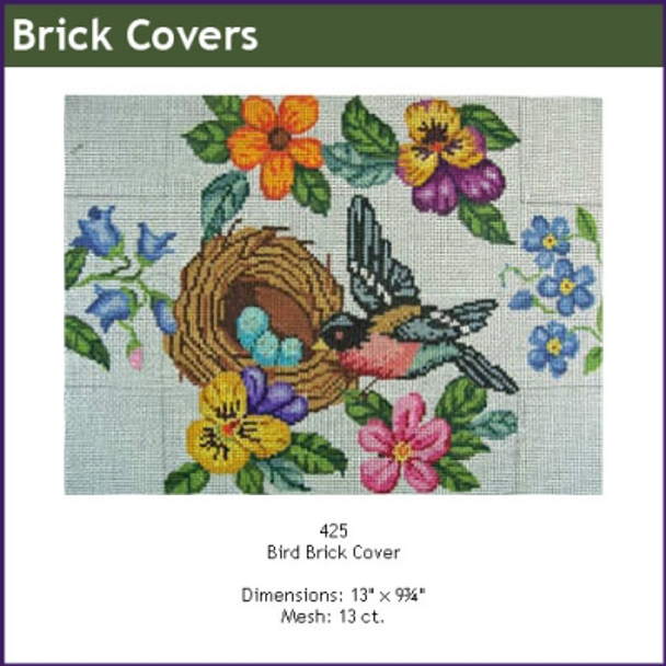 Brick Cover GE 425 Birds and Flowers 13" x 9¾" Mesh: 13 Gayla Elliott