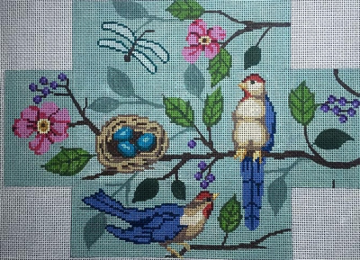 Brick Cover GE444 Birds Blue 13" x 9¾" Mesh: 13 Gayla Elliott