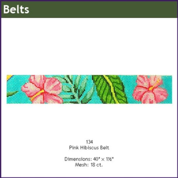 Belt GE 134 Pink Hibiscus 1.25" X 40"18  Mesh GAYLA ELLIOTT