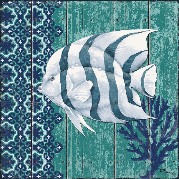 PB14717 - Indigo Sea X Fish 12x12, 18M Paul Brent The Collection Designs