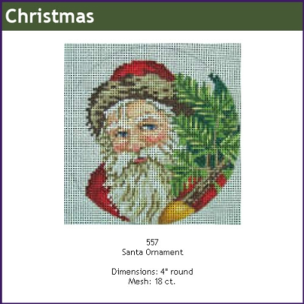 CHRISTMAS GE557 Victorian Santa 4" round Mesh: 18 Gayla Elliott