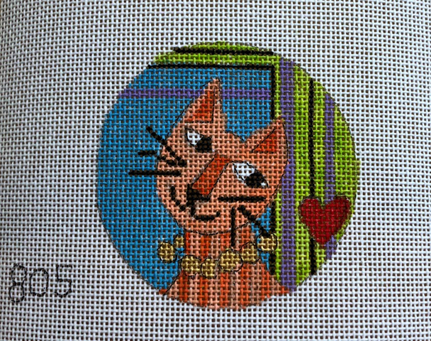 PM805 Orange Cat 3" Round 18 Mesh Penny MacLeod The Collection Designs