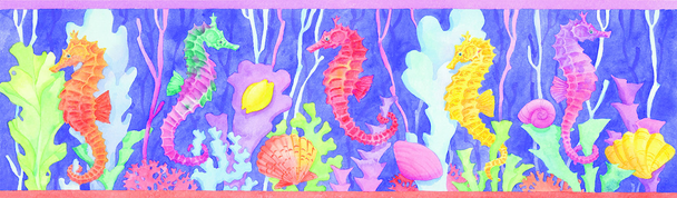 PB99039 Seahorse Border 16x9, 18M Paul Brent The Collection Designs