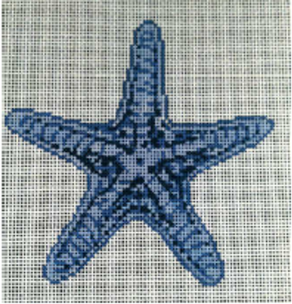 GES163 Blue Starfish 6" x 6" Mesh: 13 ct. Gayla Elliott