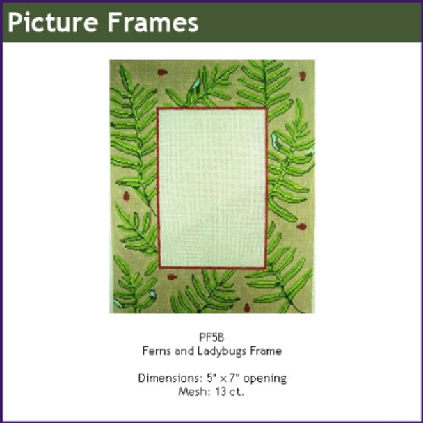 GEPF5 Ferns/ladybugs Frame 5" x 7" opening 11 x 9 18 Mesh Gayla Elliott