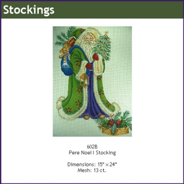 CHRISTMAS GE602B Pere Noel I Stocking 13 ct. 14" x 25" Gayla Elliott