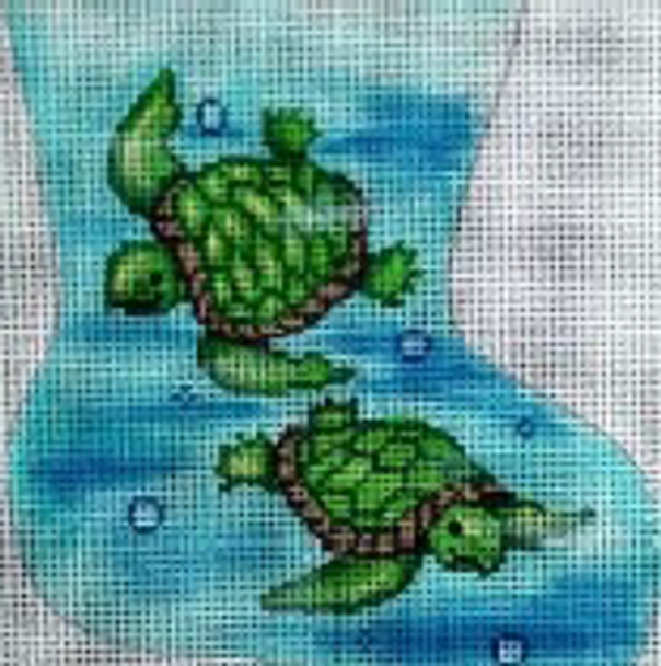 CHRISTMAS GE642 Sea Turtles Mini-Sock  5-1/2" x 7" Mesh: 18 Gayla Elliott
