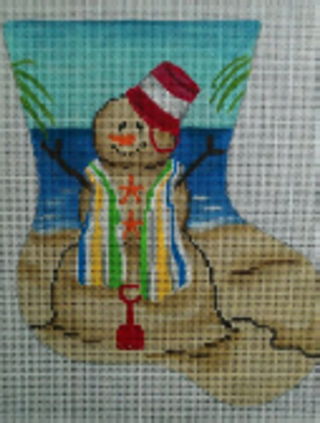 CHRISTMAS GE636 Snowman SandPail Man Mini Sock 5-1/2" x 7" Mesh: 18 Gayla Elliott