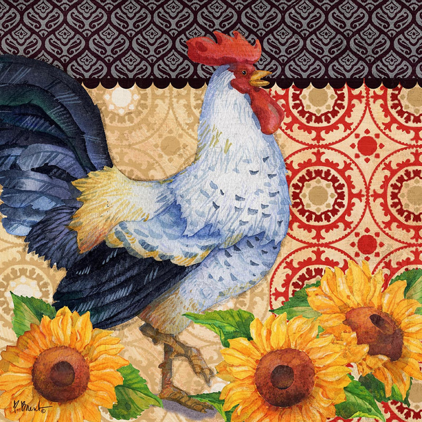 PB14559 - Roosters and Sunflowers 12x12, 18M  Paul Brent The Collection Designs