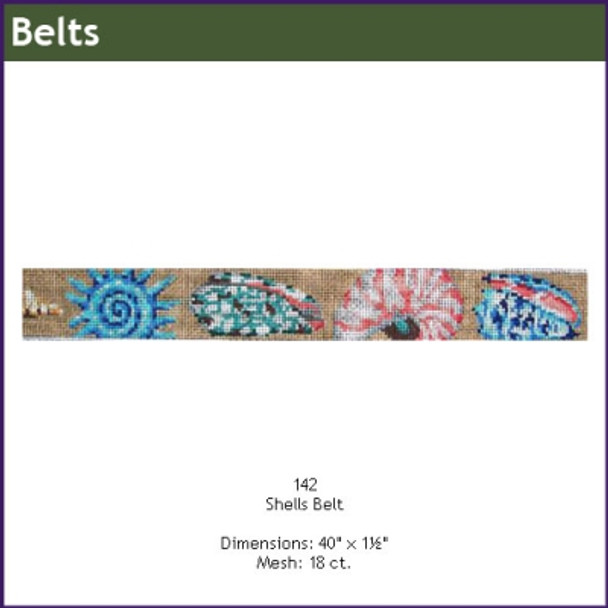 Belt GE 142 Shells/turquoise/pink 1.25" X 40"18  Mesh GAYLA ELLIOTT