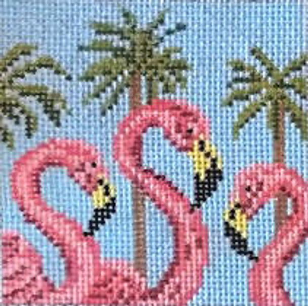 #363-3 Flamingo Trio   3" Square 18 Mesh Needle Crossings