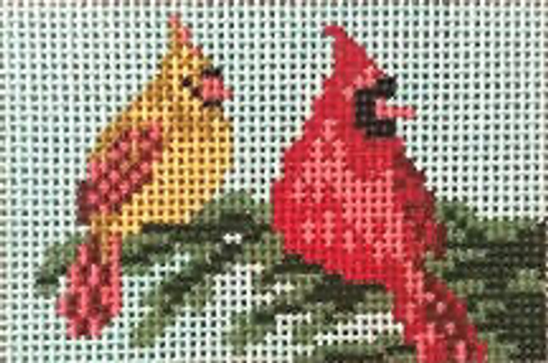 #339-S Cardinal Couple   3 x 2 18 Mesh  Needle Crossings