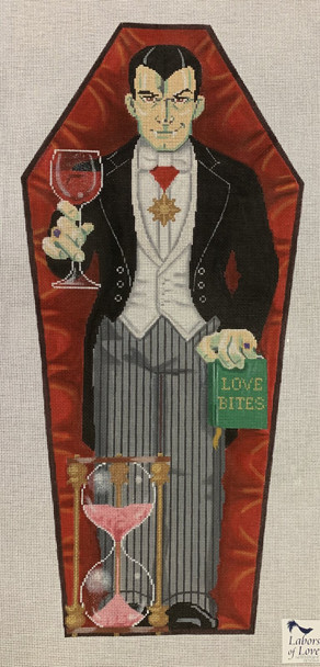 LL208 Dracula in Coffin  12x26 on 13 Mesh Labors Of Love