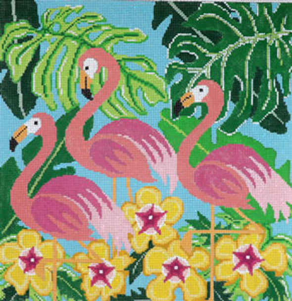 C-593 Tropical Flamingo Dance 13x131/2 13 Mesh Meredith Collection