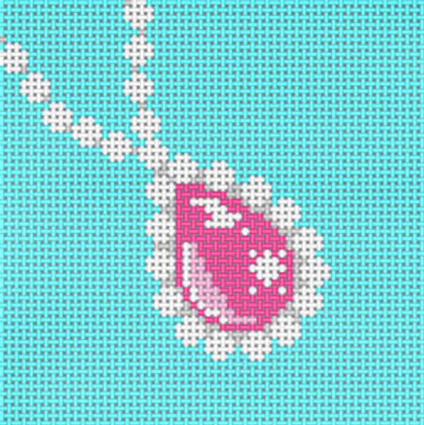 TT-21a Pink stone necklace 31/4x3 1/4 18 Mesh The Meredith Collection
