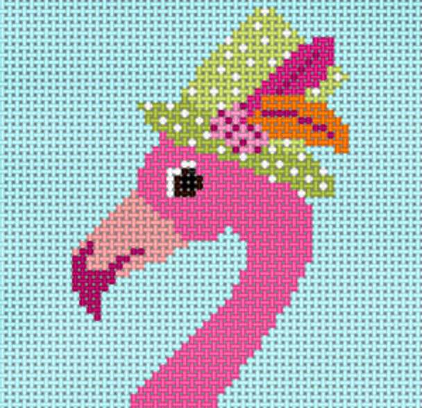 TT-33a Flamingo with Hat  3 1/4 x 3 1/4 18 Mesh The Meredith Collection