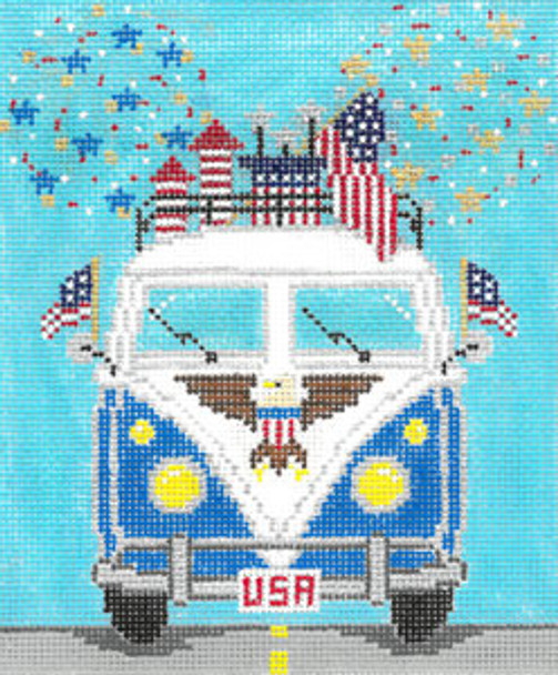 XO-208f Micro Bus Fourth of July 5x6  18 Mesh The Meredith Collection