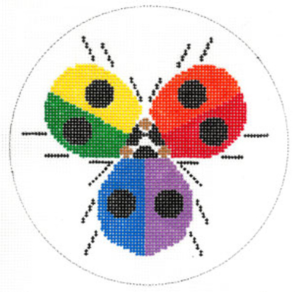 Ornament HC-O413 Ladybug Rainbow 5" Round  Charley Harper 18 Mesh