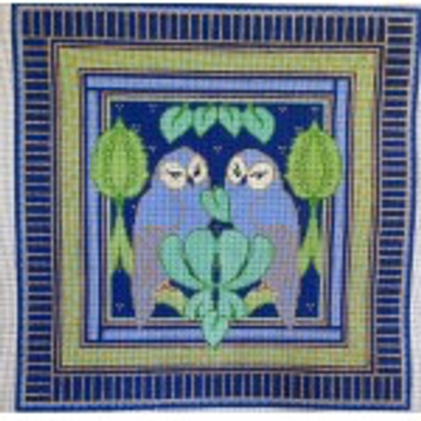Wg12117 13 ct Blue Owls 15" Square 13 ct Whimsy And Grace