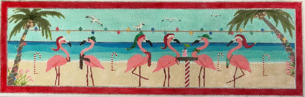 4410 Flamingo Christmas 5 x 16 18 Mesh Suzanne's Purple Palm Designs