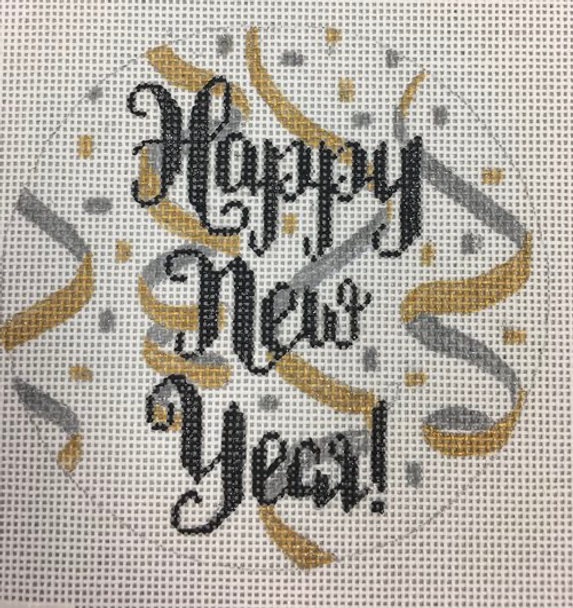 APBR22 Happy New Year! 18 mesh 4.5” round A Poore Girl Paints