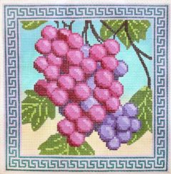 21197	Grapes w/ Greek Key Border 13m	8 x 8	 RittenHouse Needlepoint