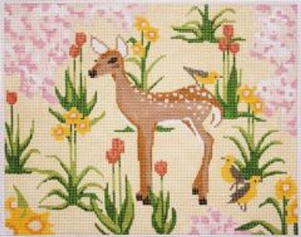 31121	Deer in Flowers 18m	10.75 x 9 RittenHouse Needlepoint