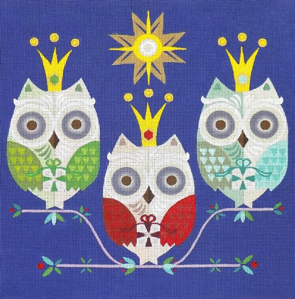 AS-01	Three Wise Owls 12" x 12"   18 Mesh Amanda Shufflebotham Love You More