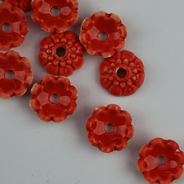 #FF-005 Rosette Red Fab Flower Bead Sundance Designs