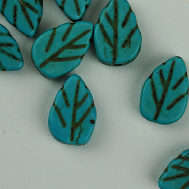 #FF-024 Turquoise Leaf Fab Flower Bead Sundance Designs