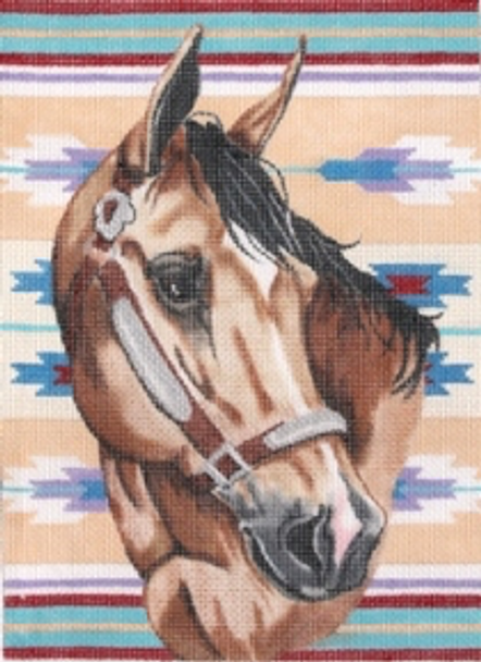 KL356 BRIDLED HORSE WITH BLANKET 12 x 9 18 Mesh KAMALA