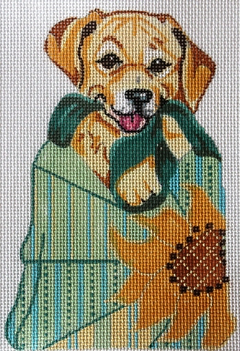 KL1013 Yellow Labrador in Sunflower bag 5 x 5 18 Mesh KAMALA