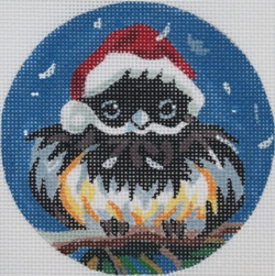 KL181 Chickadee in Santa Hat 4" diam 18 Mesh KAMALA