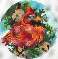 KL169 JOLLY CARDINAL SINGS JINGLE BELLS 18 Mesh 3" Diameter KAMALA