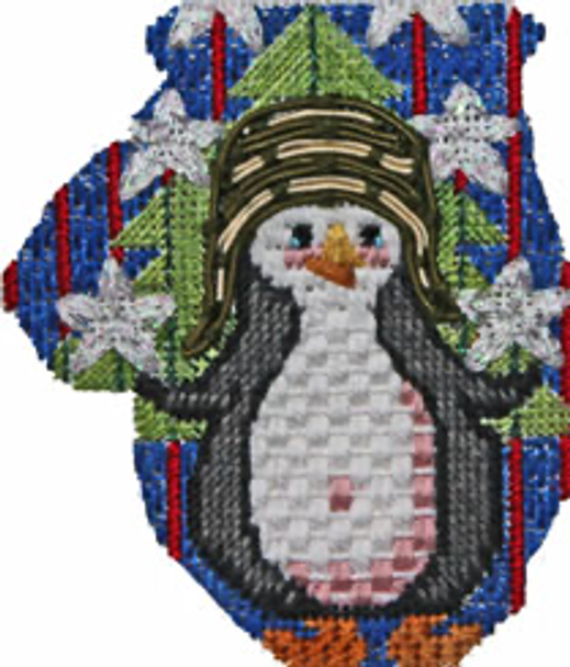 KL203 Mini Patriotic Penguin 3.5" x 2.57 18 Mesh With Stitch Guide MINI MITT KAMALA