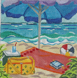 KL1141 TROPICAL BEACH SCENE: Day at the Beach 5 x 5 18 Mesh KAMALA