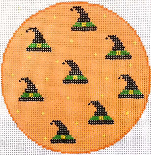 HB-510 Witch's Hat Coaster/Ornament 4" Round 18 Mesh Hummingbird Designs