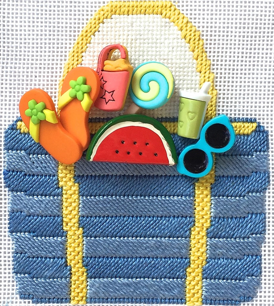 HB-253 Beach Basket 33⁄4x4 18 Mesh Stitch Guide Included Hummingbird Designs Shown Finished
