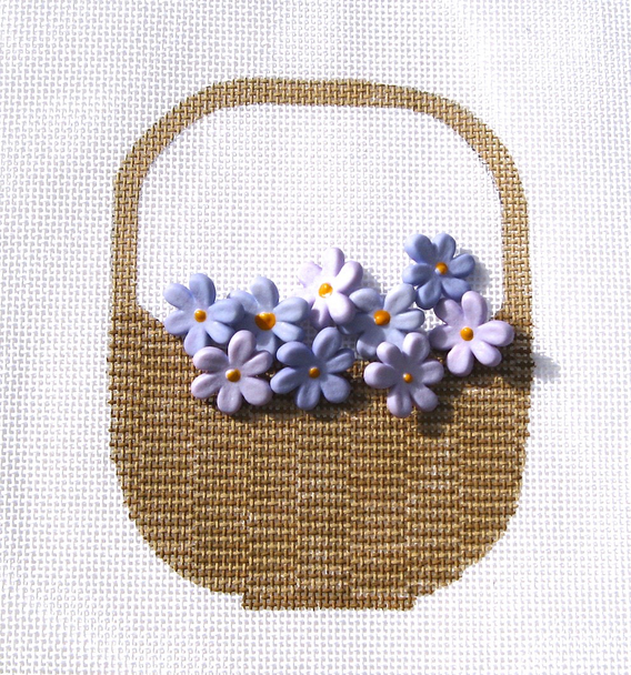 HB-289 Nantucket Basket with Flowers 31⁄2x4 18 Mesh Hummingbird Designs