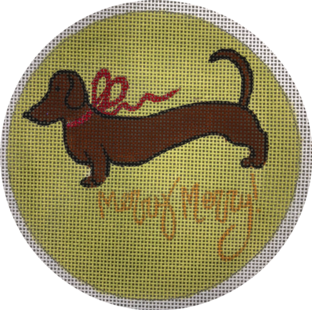 CM-30BRG Brown dachshund gold 18 mesh 4.5” round Camilla Moss