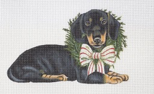 DM-DG05 Holiday Dachshund standup 7.25x5 18 Mesh Danielle Murray