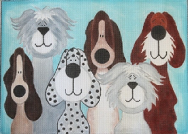 Ludw8103 6 WHIMSICAL DOGS 12.5 x 9 18 Mesh LAURIE LUDWIN (PLD)