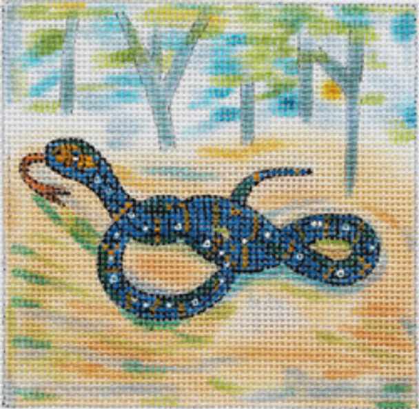 MS123 DAN --- snake 4 x 4 18 Mesh TRIBE OF ISRAEL WITHOUT HEBREW NAME Marcia Steinbock