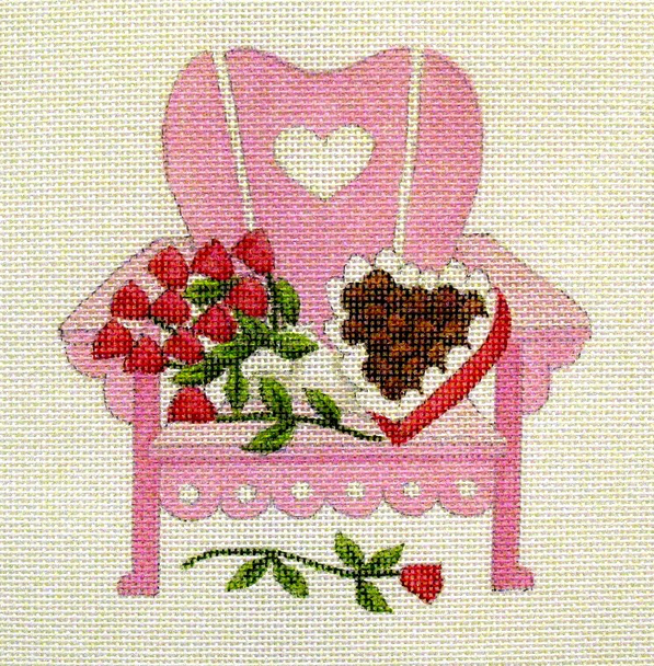 1702 Feb Heart & Flowers 7 x 7 18 Mesh Adirondack Jane Nichols Needlepoint