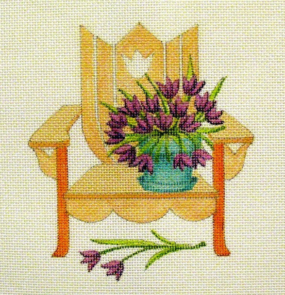 1705 May Flowers 7 x 7 18 Mesh Adirondack Jane Nichols Needlepoint