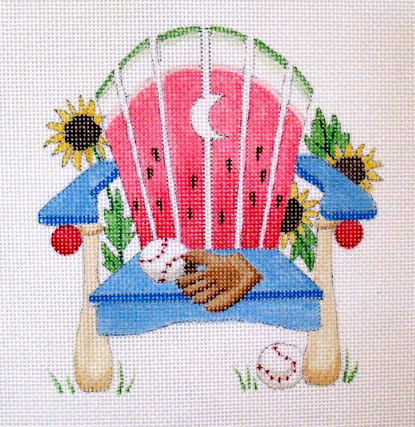 1708 August Summer Favorites 7 x 7 18 Mesh Adirondack Jane Nichols Needlepoint