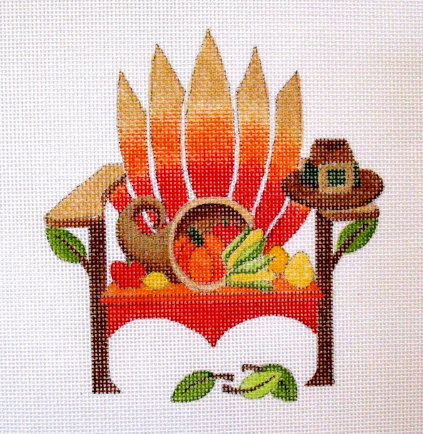 1711 Nov	Turkey Tail 7 x 7 18 Mesh Adirondack Jane Nichols Needlepoint